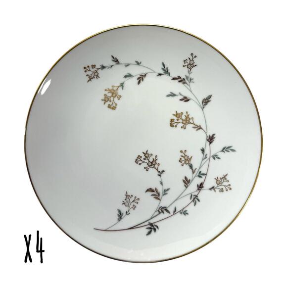 Set of 4 Noritake China Andrea Porcelain 8.25” Salad Plates - Picture 1 of 3
